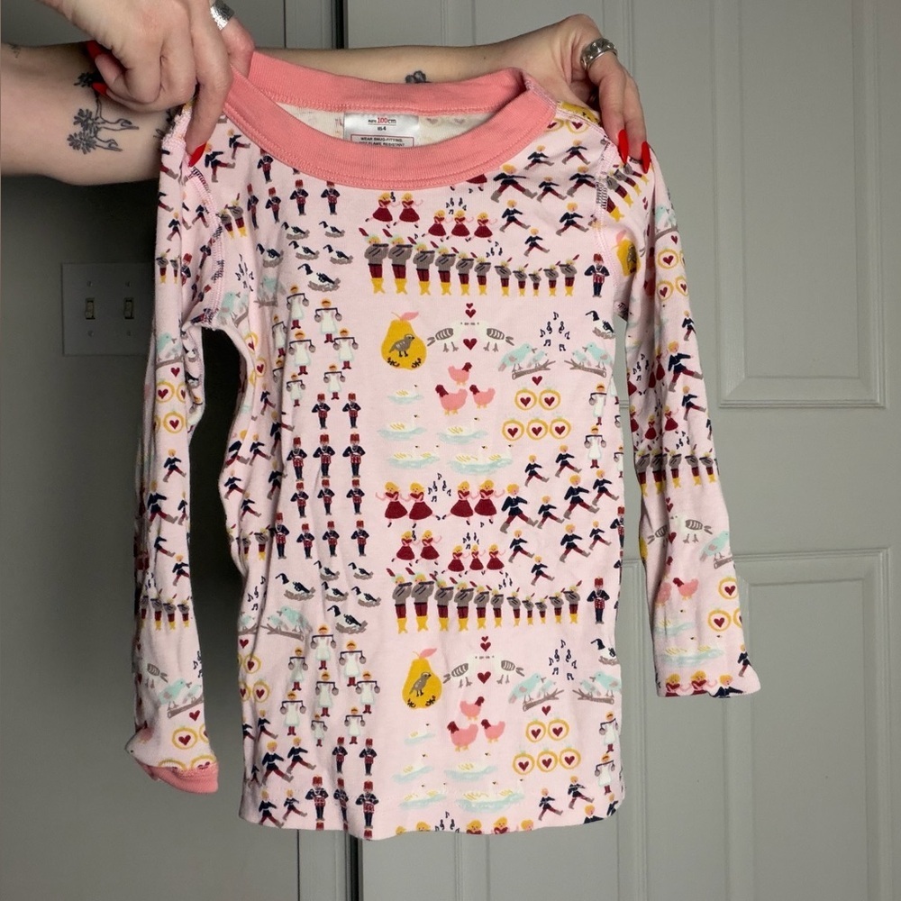 Hanna Andersson pink Christmas Long Sleeve Pajama Top 4T